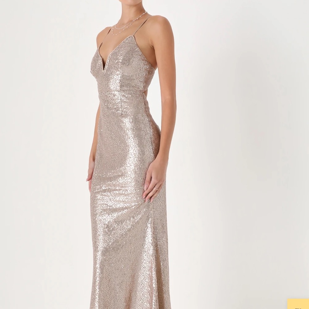 Rose Gold Mermaid Maxi Dress NWT